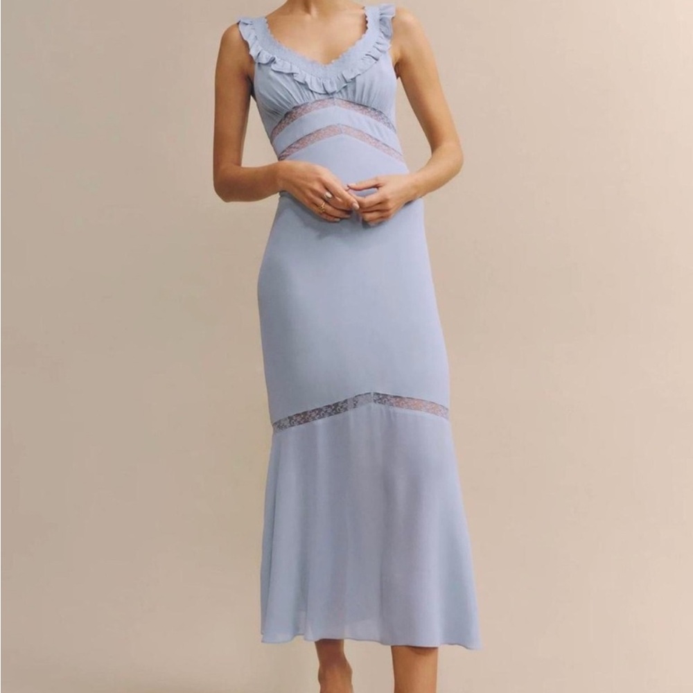Reformation Purdie Light Blue Midi Dress